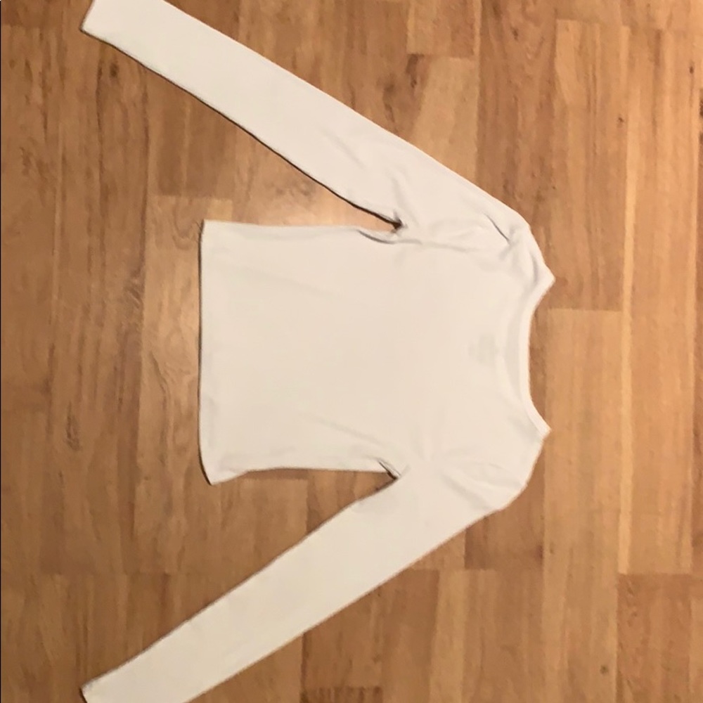 White cropped long sleeve top